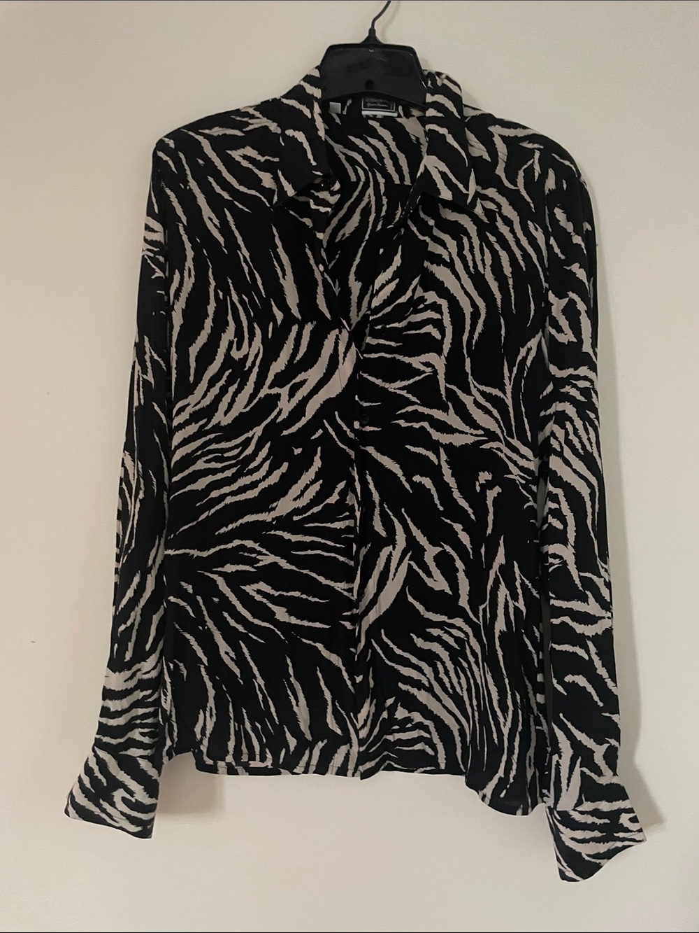 Versus Versace Black and White Zebra-Print Button Down Shirt